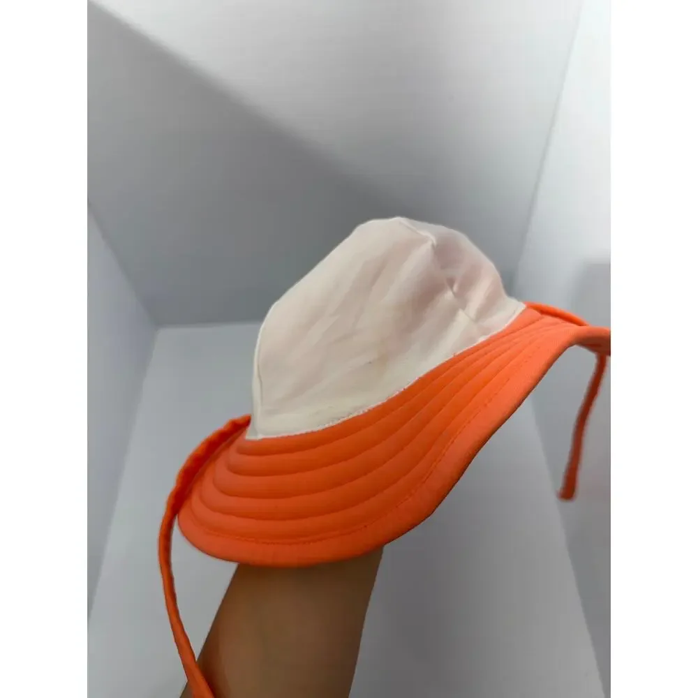 Hanna Andersson Moon and Back Kids Sun Hat Orange Wide Brim Chin Tie 4XS